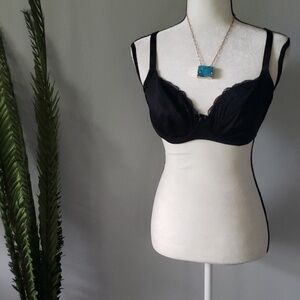 Sheroine lace accent underwire black bra